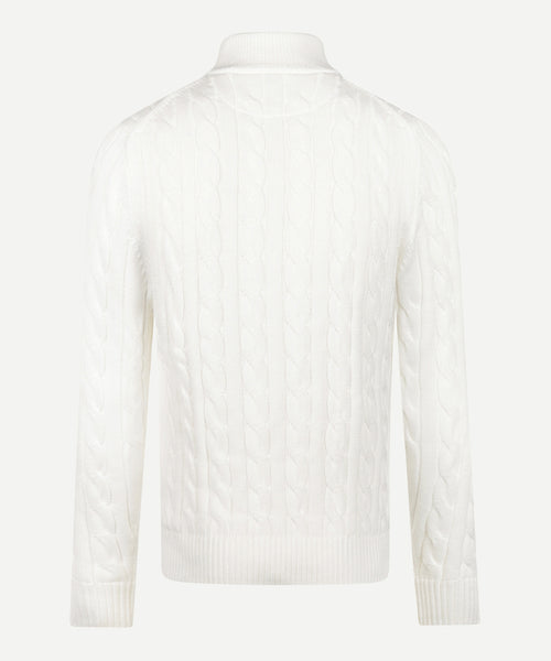Cable Zip Mock Sweater | Off White