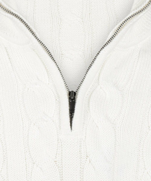 Cable Zip Mock Sweater | Off White