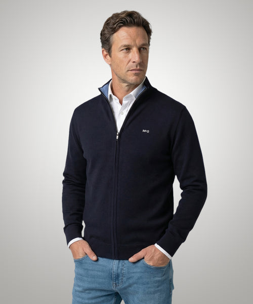 Zip cardigan Cotton Cashmere | Navy