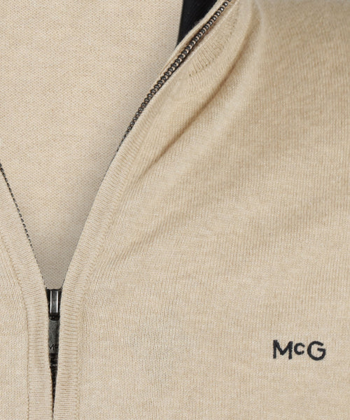 Zipped Cardigan Cotton Cashmere | Sand