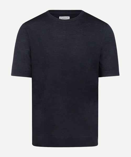 T-shirt Extra Fine Merino Ronde Hals | Navy