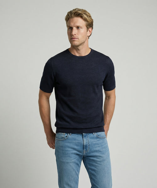 T-shirt Extra Fine Merino Round Neck | Navy