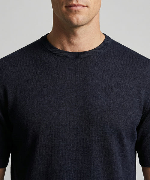 T-shirt Extra Fine Merino Round Neck | Navy