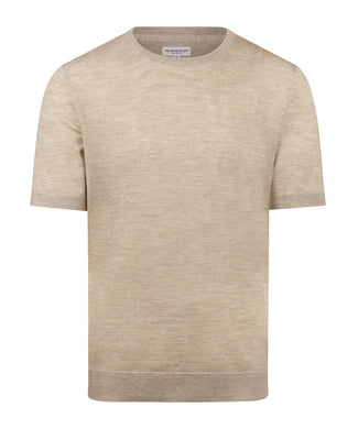 Extra Fine Merino Crew Neck T-Shirt | Sand