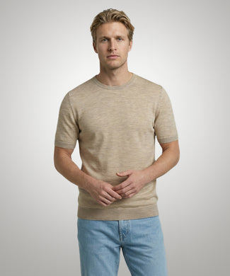 Extra Fine Merino Crew Neck T-Shirt | Sand