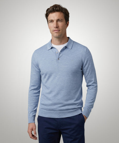 Polo Sweater Merino Wool | Light Blue