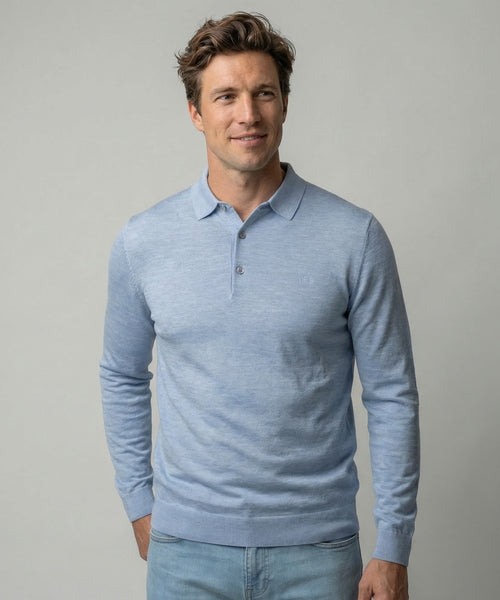 Polo Sweater Merino Wool | Light Blue