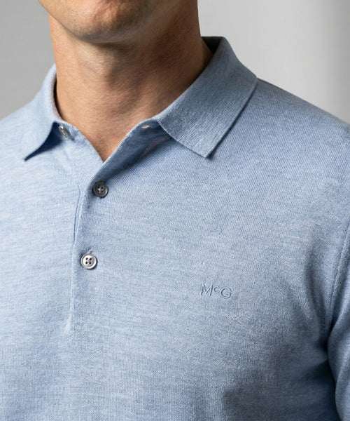 Polo Sweater Merino Wool | Light Blue