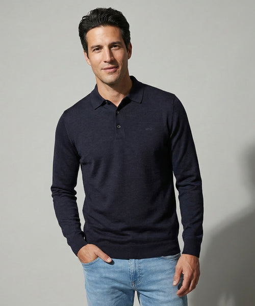 Polo Sweater Merino Wool | Navy