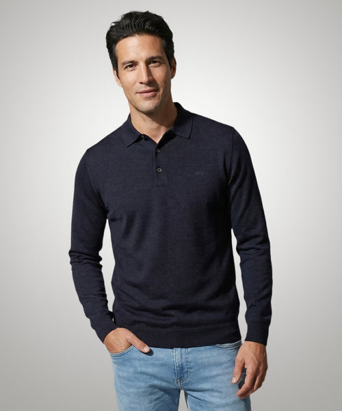 Polo Sweater Merino Wool | Navy