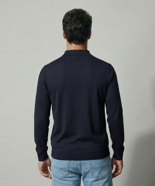 Polo Sweater Merino Wool | Navy