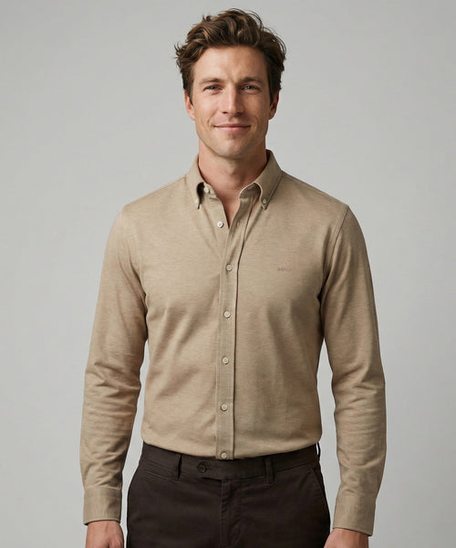 Overhemd Stretch Piqué | Sand