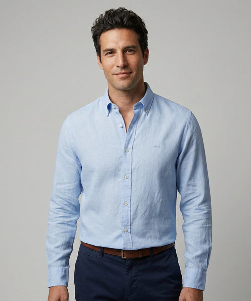 Overhemd Katoen Linnen | Light Blue