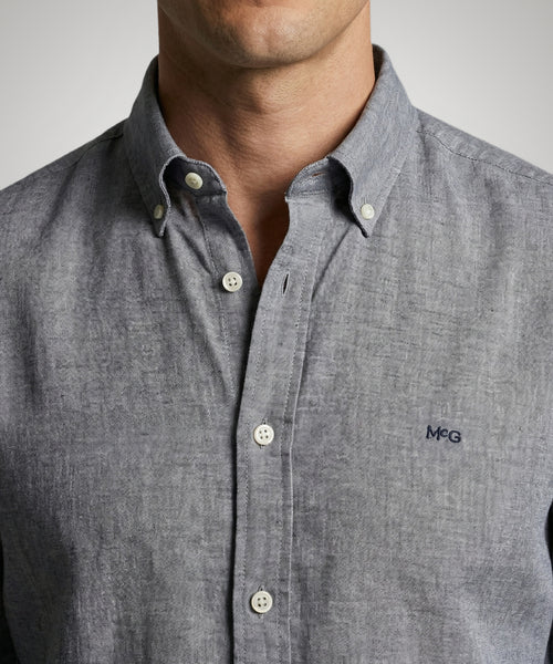 Overhemd Katoen Linnen | Navy