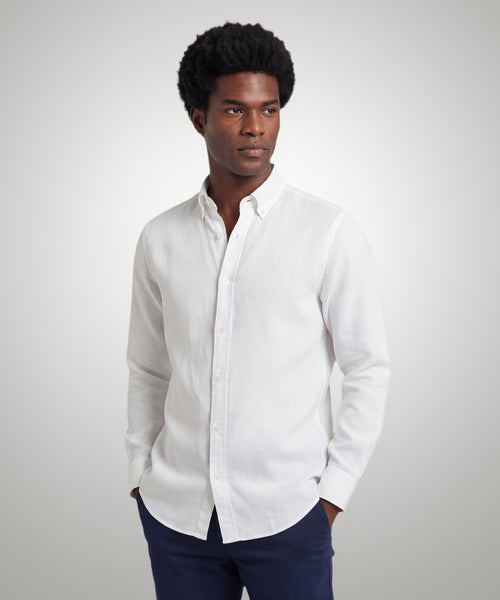 Overhemd Katoen Linnen | White
