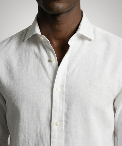Overhemd Katoen Linnen | White
