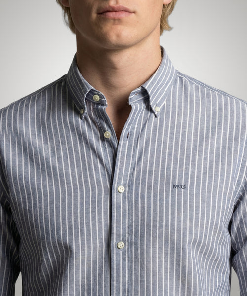 Shirt Cotton Linen Stripe | Indigo