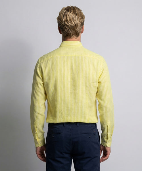 Overhemd Katoen Linnen Streep | Light Yellow
