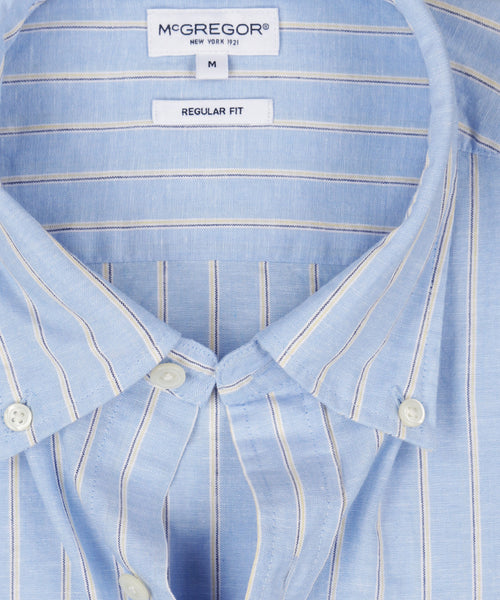 Shirt Cotton Linen Wide Stripe | Light Blue
