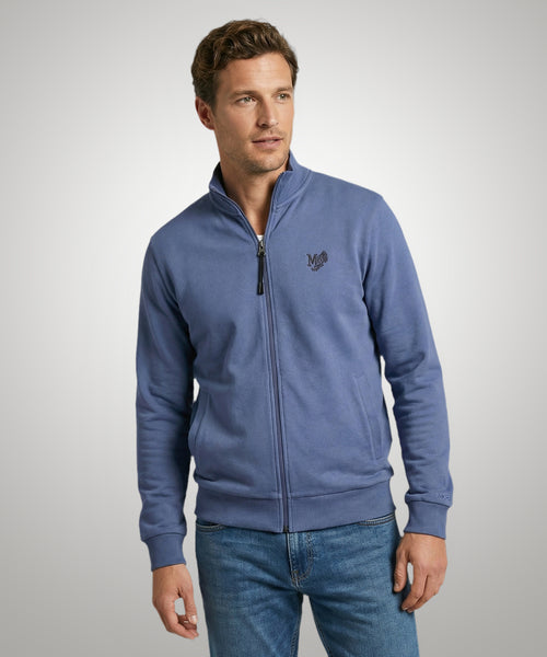 Zip Thru Sweat Cardigan | Vintage Blue