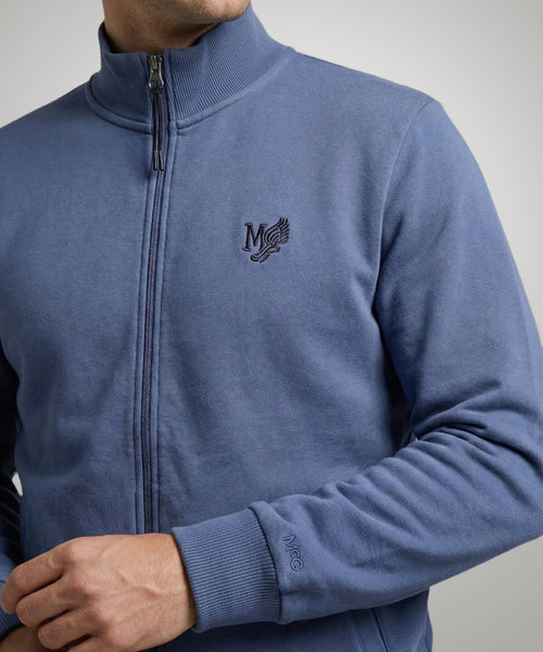 Zip Thru Sweat Cardigan | Vintage Blue