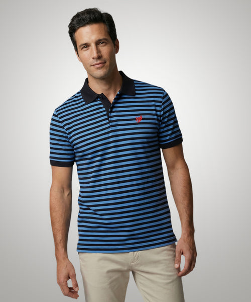 Piqué Polo Stripe | Medium Blue