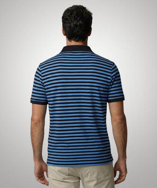 Piqué Polo Stripe | Medium Blue