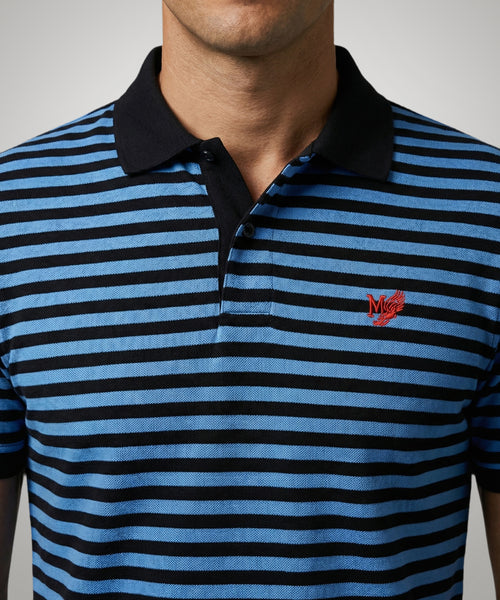 Piqué Polo Stripe | Medium Blue
