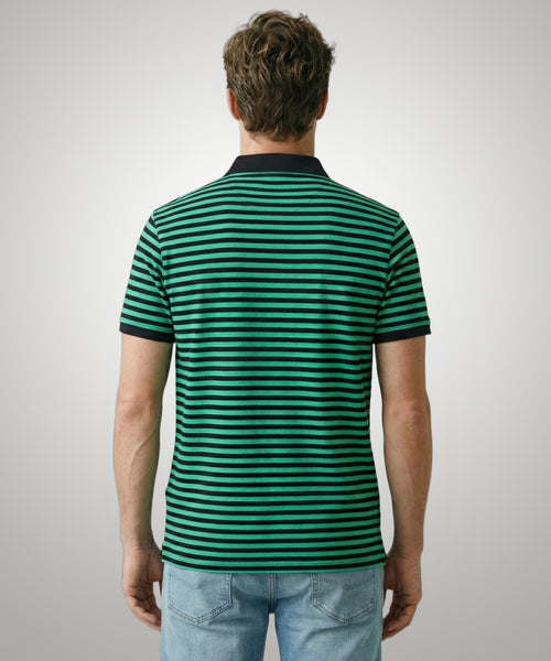 Striped Piqué Polo | Medium Green