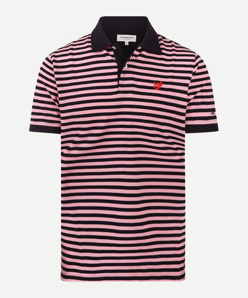Striped Piqué Polo Shirt | Pink