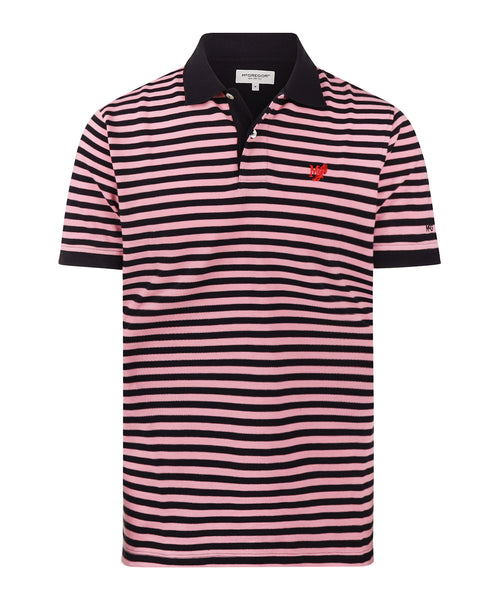 Striped Piqué Polo Shirt | Pink