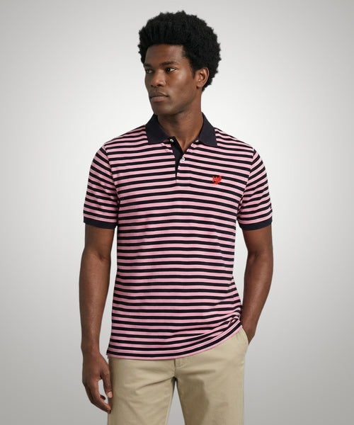 Striped Piqué Polo Shirt | Pink