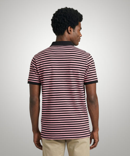 Striped Piqué Polo Shirt | Pink