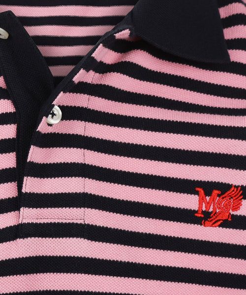 Striped Piqué Polo Shirt | Pink