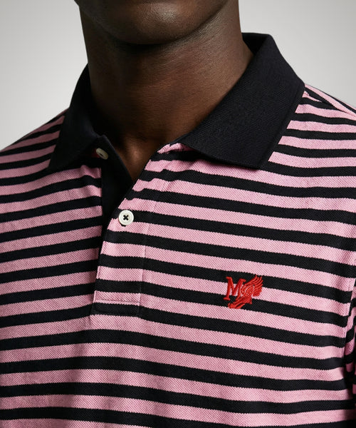 Striped Piqué Polo Shirt | Pink