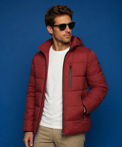 Hooded Bomber Jacket | Burgundy