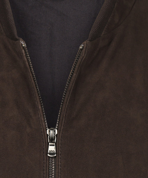 Suede Bomber Jacket | Chocolate Brown