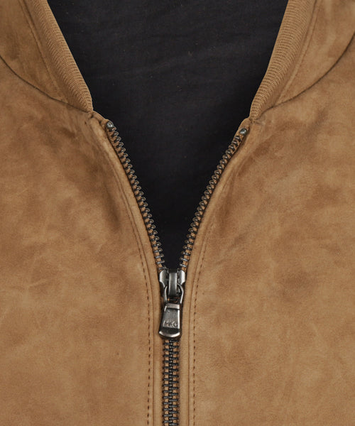 Suede Bomber Jacket | Camel