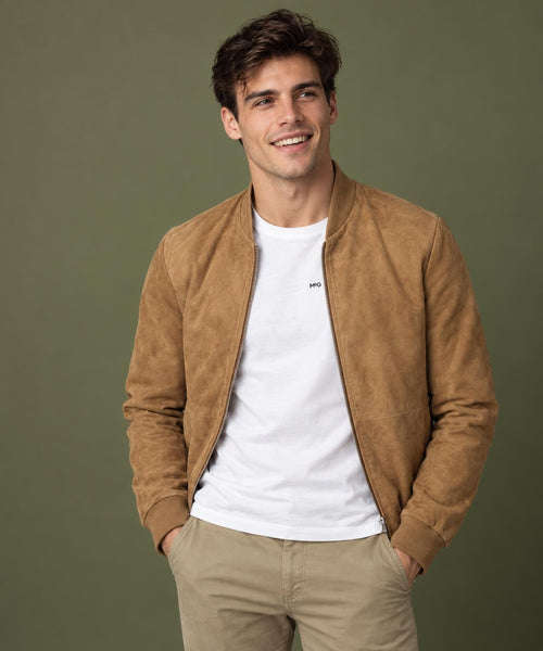 Suede Bomber Jacket | Camel
