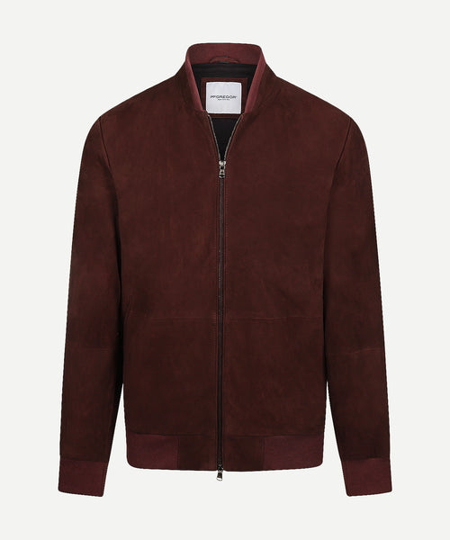 Suede Bomber Jacket | Burgundy