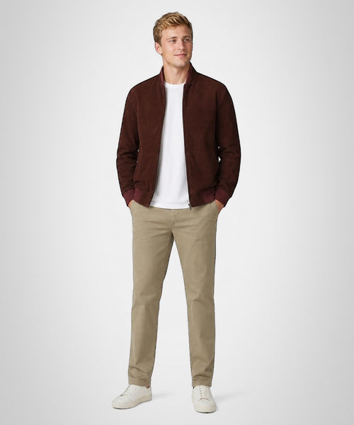 Suede Bomber Jacket | Burgundy