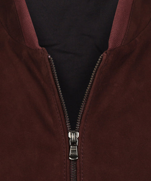 Suede Bomber Jacket | Burgundy