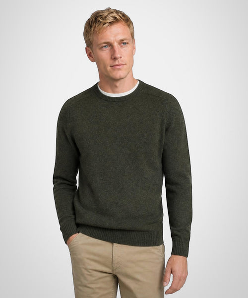Trui Lamswol Ronde Hals | Dark Olive
