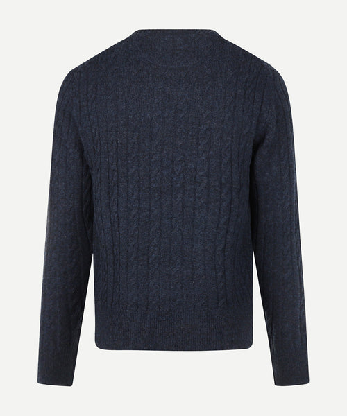 Cable Trui Lamswol Ronde Hals | Navy