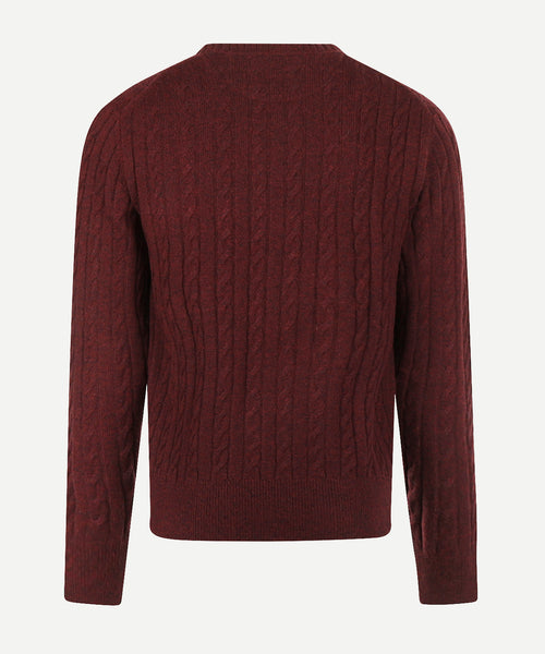 Cable Trui Lamswol Ronde Hals | Burgundy