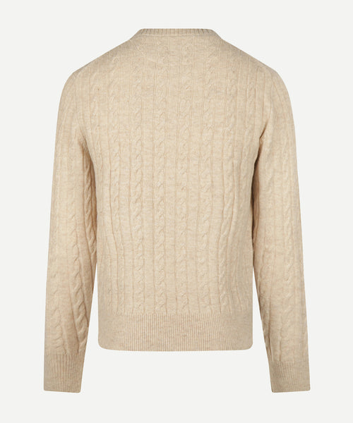 Cable Trui Lamswol Ronde Hals | Stone