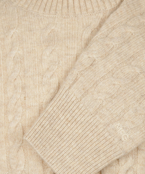 Cable Trui Lamswol Ronde Hals | Stone