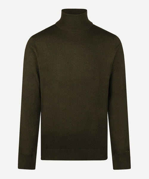 Trui Katoen-Kasjmier Col | Dark Olive