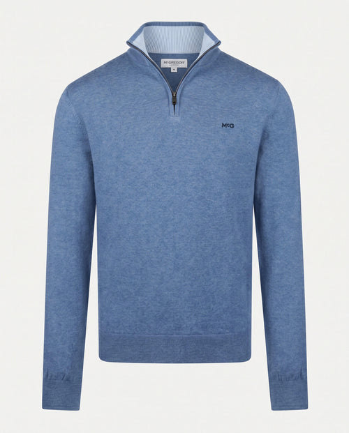 Zip Mock Trui Katoen-Kasjmier | Vintage Blue