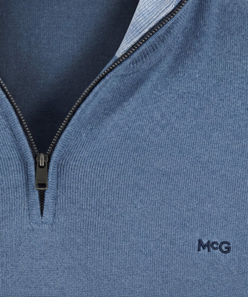 Zip Mock Trui Katoen-Kasjmier | Vintage Blue